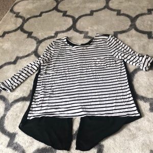 Black and white striped blouse